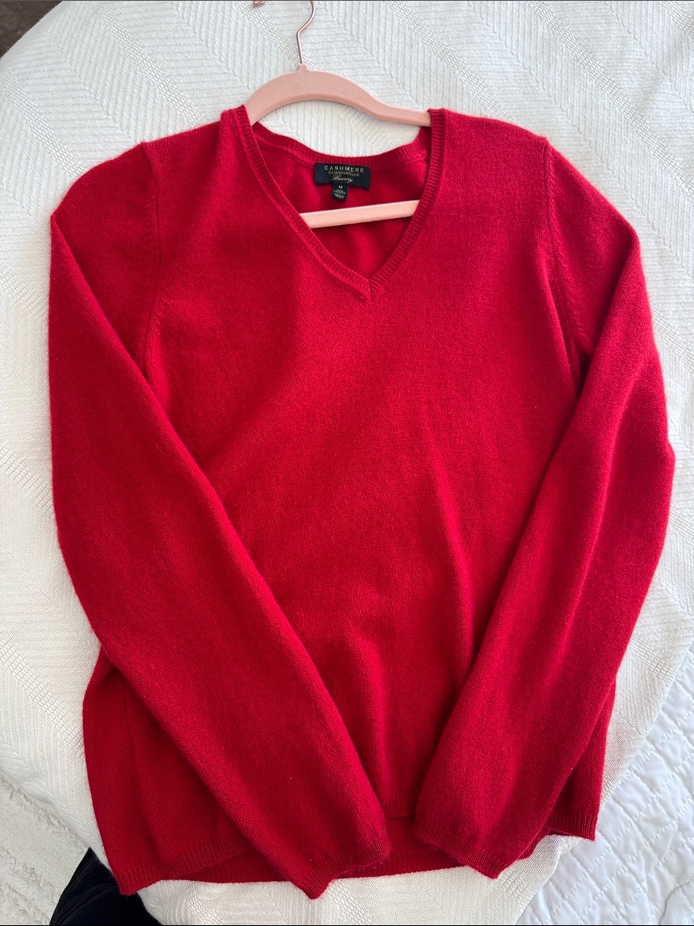 Charter Club Red V-Neck Cashmere Sweater